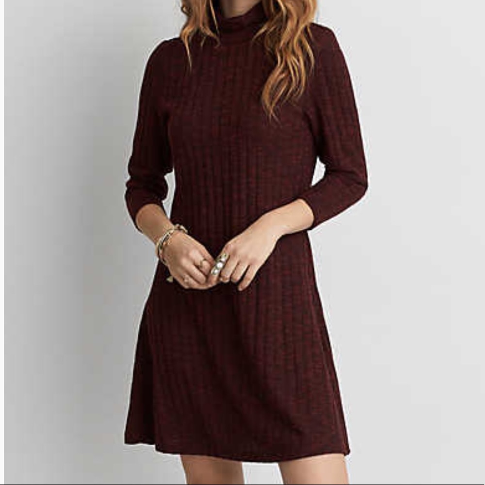 American Eagle Burgundy Turtleneck Dress.